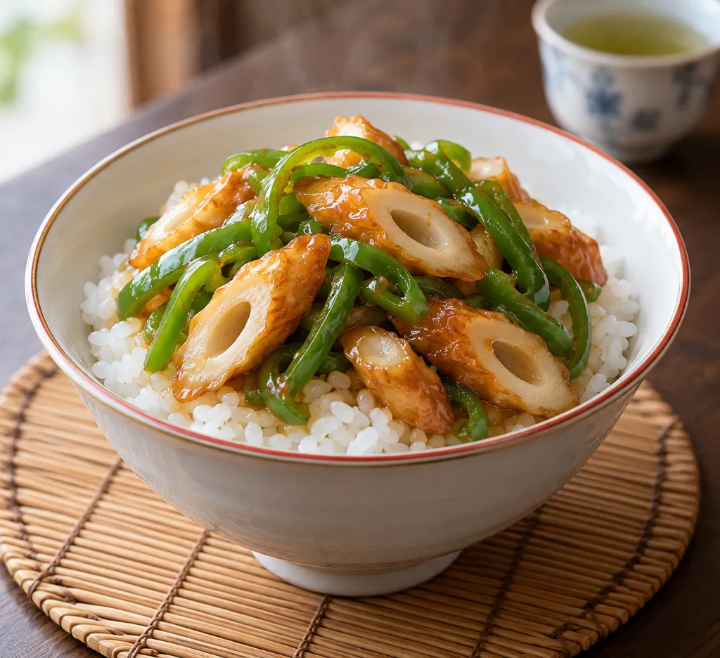 ちくわとピーマンの中華かけごはんの完成イメージ