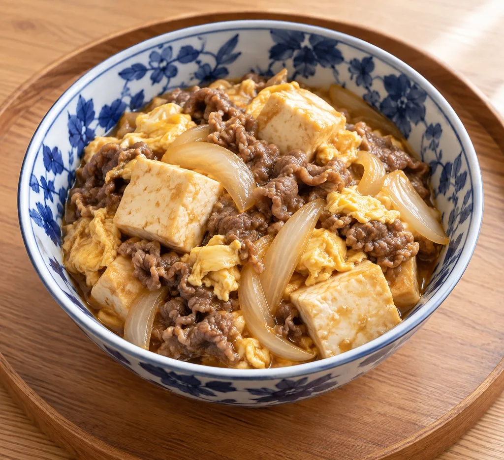 牛こま肉と玉ねぎの豆腐チャンプルーの完成イメージ