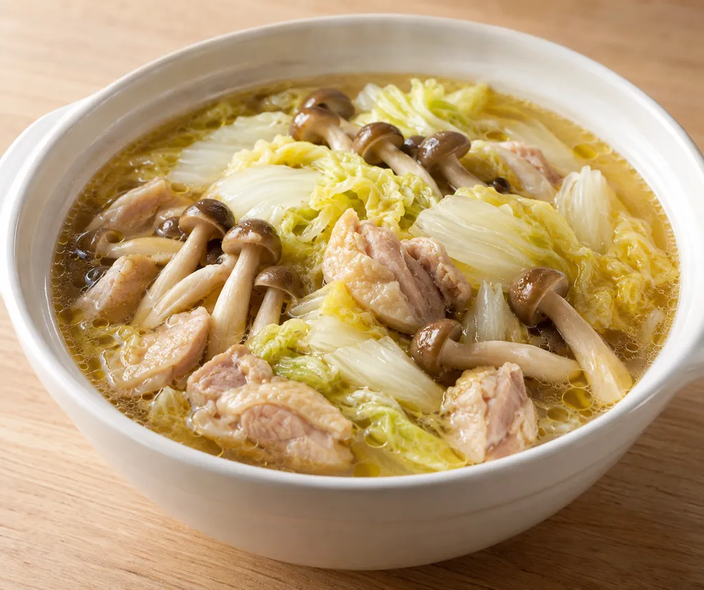 時短鶏もも肉と白菜の酸菜風鍋の完成イメージ