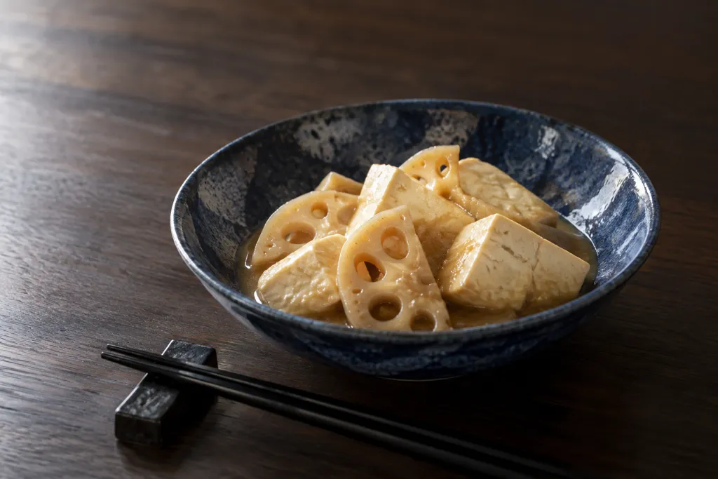 豆腐とれんこんの味噌煮の完成イメージ