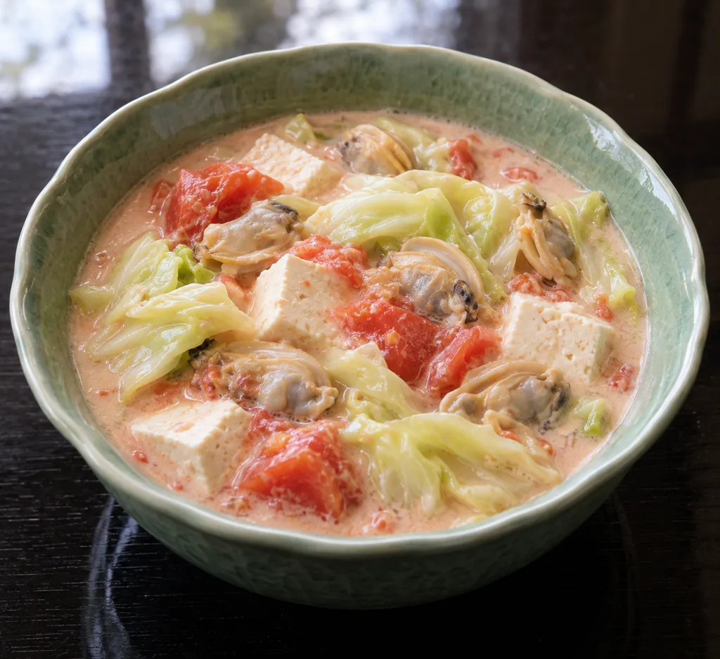 あさりとトマトの中華豆乳風鍋の完成イメージ