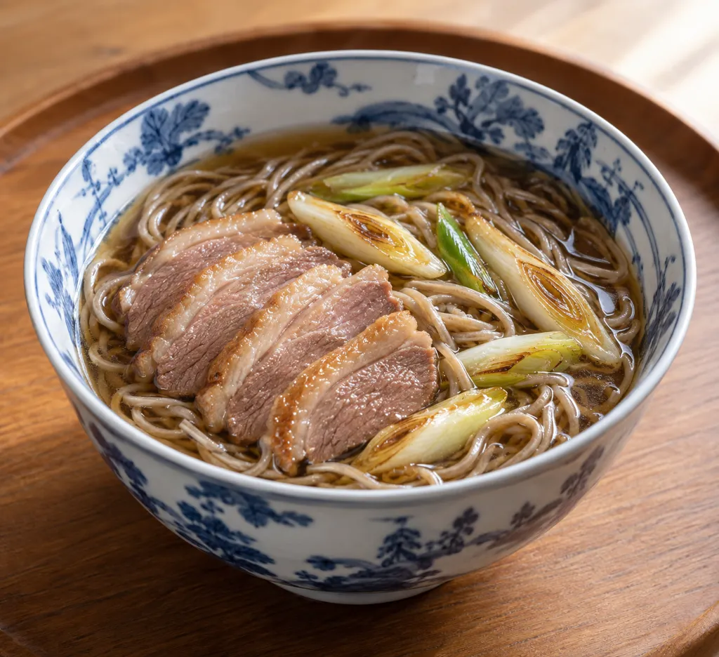 時短鴨肉とねぎの肉そばの完成イメージ