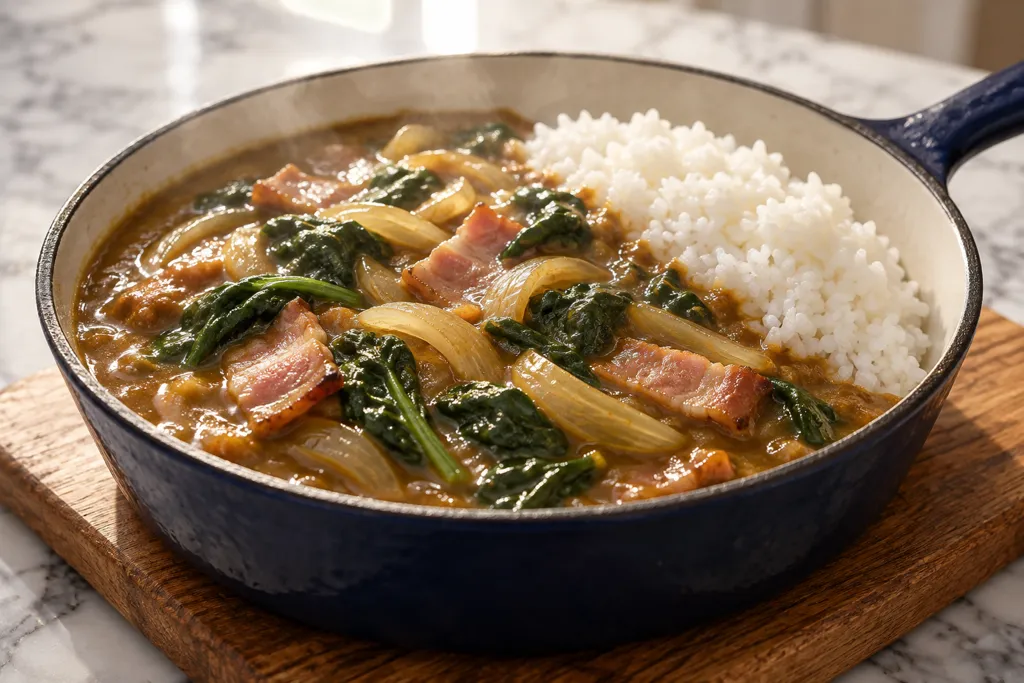 ベーコンとほうれん草の洋風カレーの完成イメージ