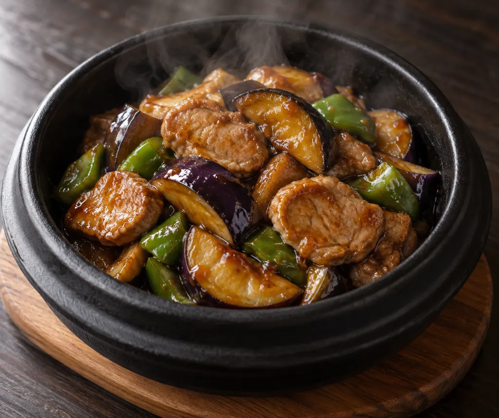 豚ヒレ肉となすの甘辛炒めの完成イメージ