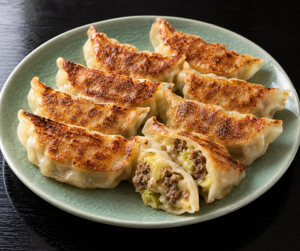 牛ひき肉とキャベツのチーズ焼き餃子の完成イメージ