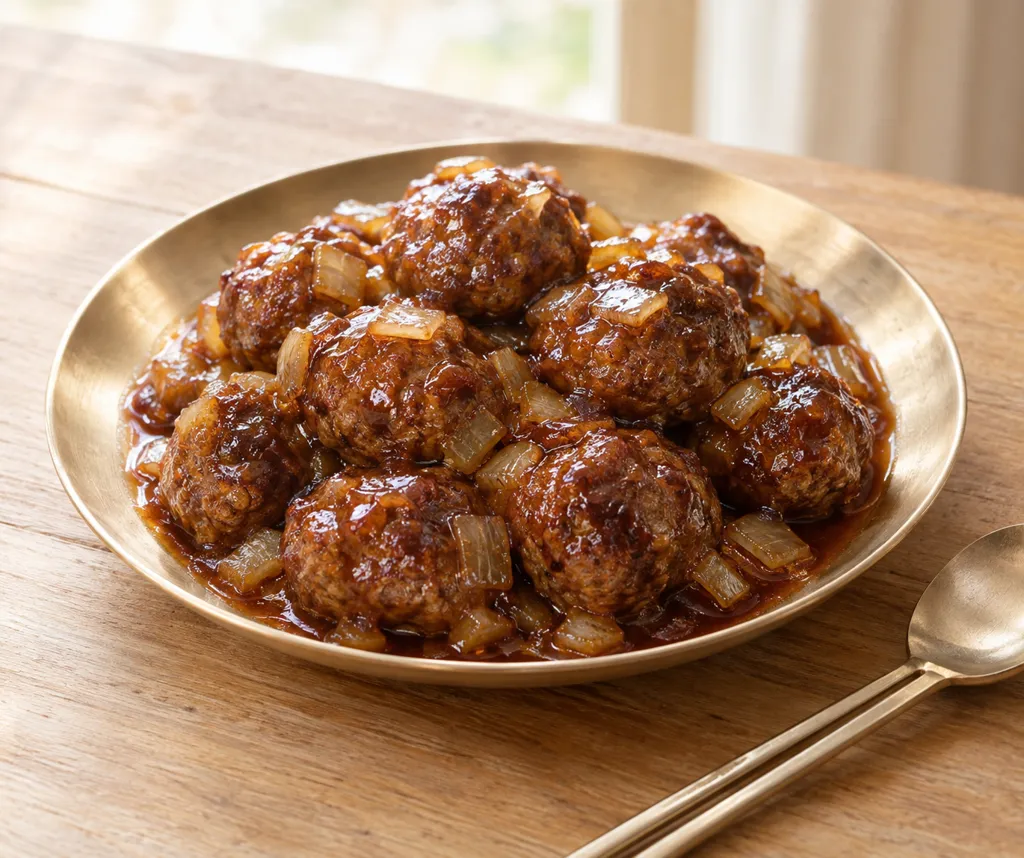 玉ねぎの甘辛牛肉だんごの完成イメージ