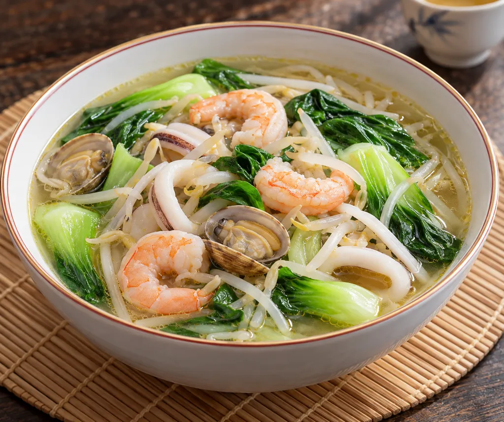 魚介とチンゲン菜の中華鍋の完成イメージ