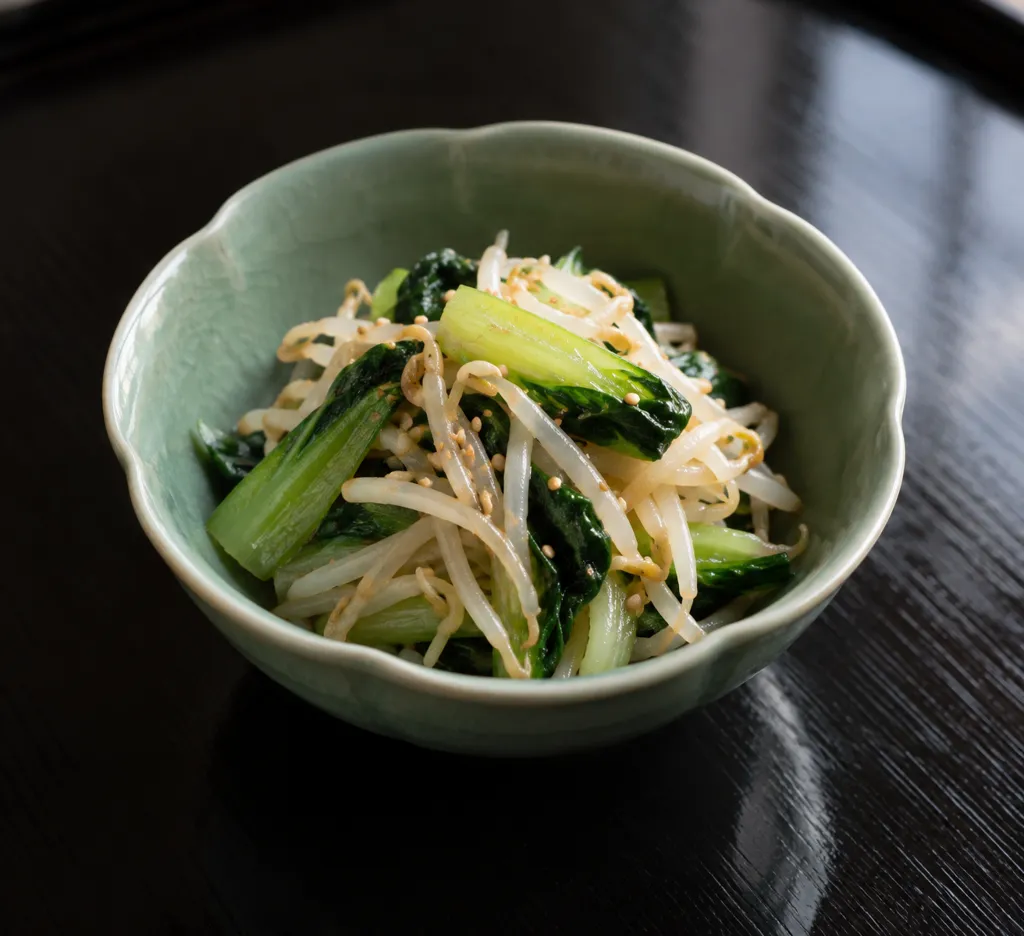 もやしとチンゲン菜の中華和えの完成イメージ