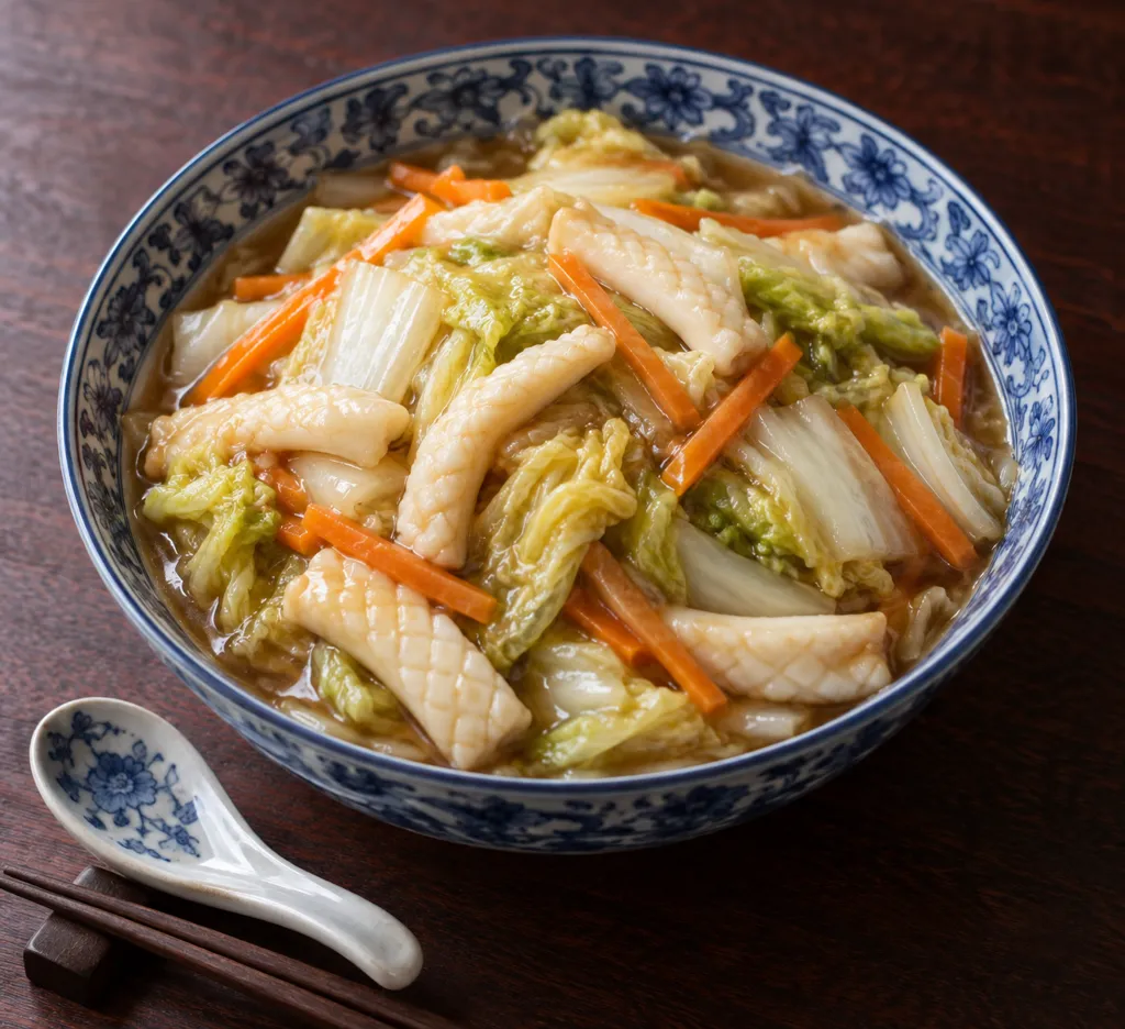 時短いかと白菜のにんじん入り中華炒めの完成イメージ