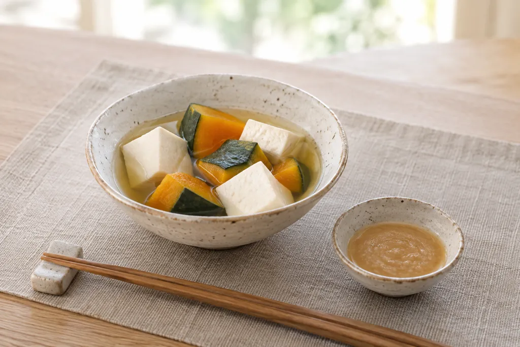 かぼちゃの湯豆腐の完成イメージ