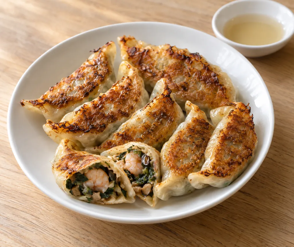 えびと春菊の焼き餃子の完成イメージ