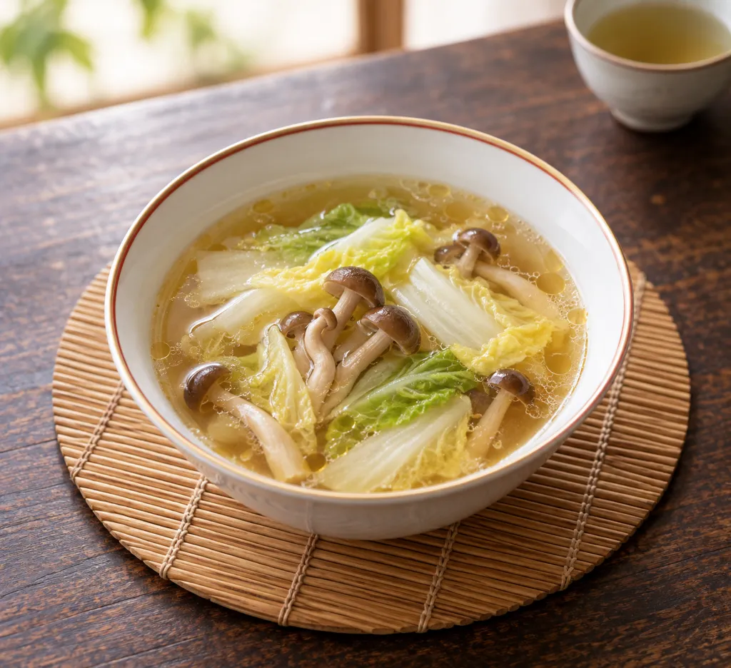 白菜としめじの中華スープの完成イメージ