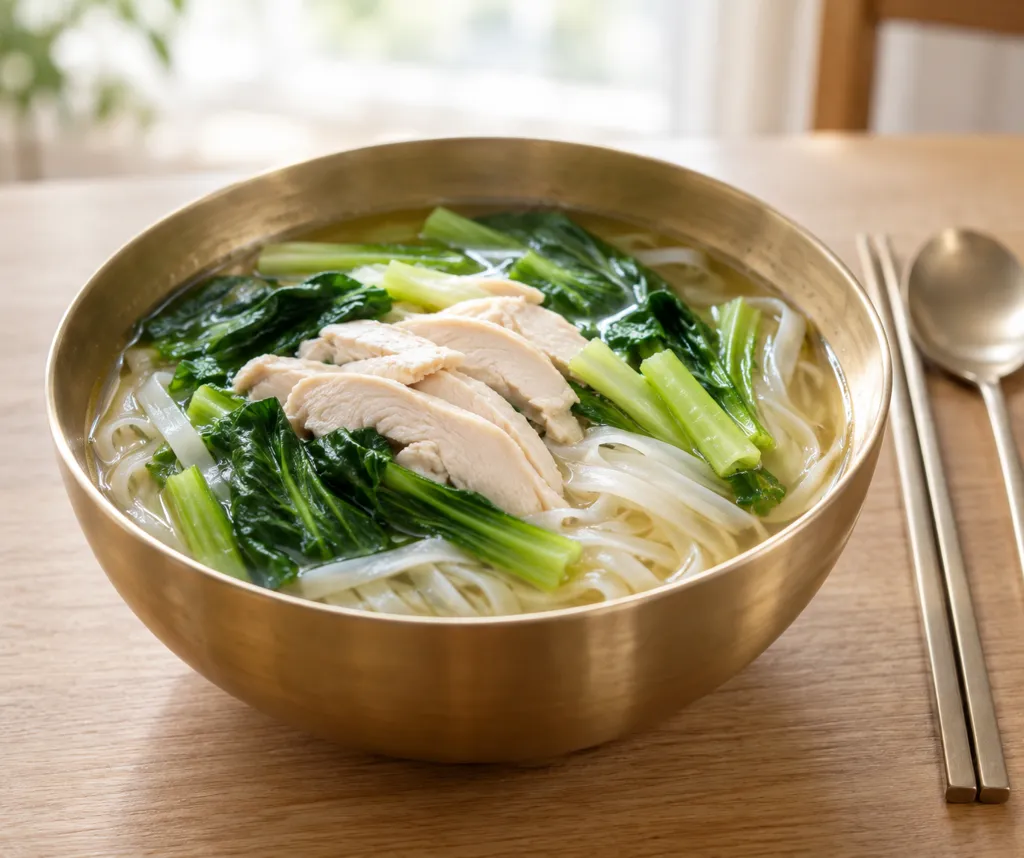 鶏むね肉と小松菜のフォーの完成イメージ