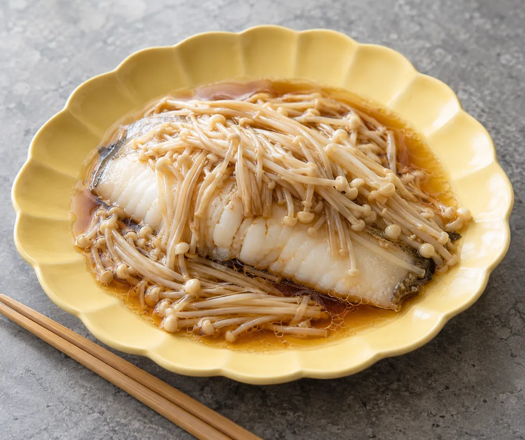 かれいとえのきの中華蒸しの完成イメージ