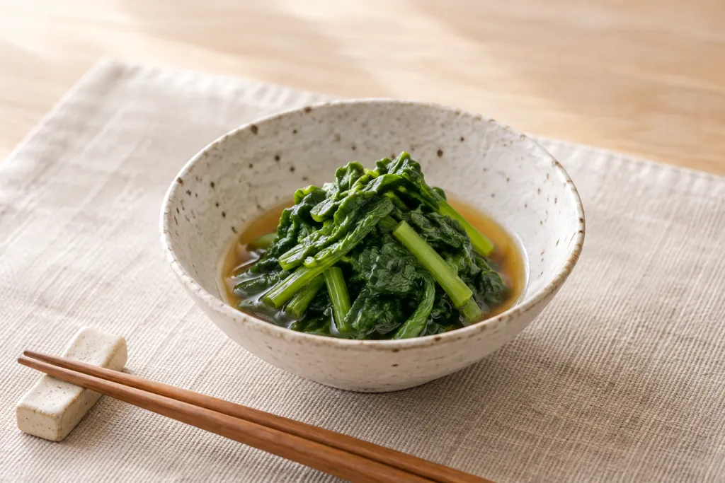 春菊のだし醤油おひたしの完成イメージ