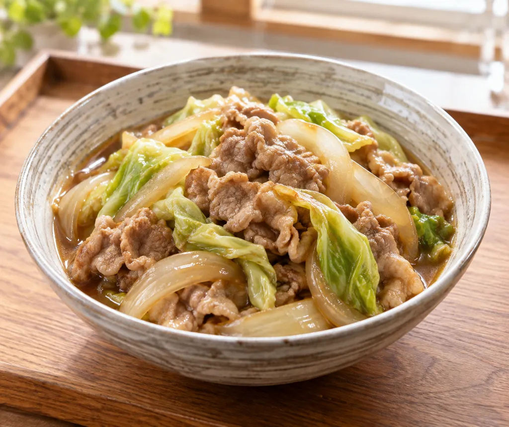 豚こま肉とキャベツのすき煮の完成イメージ