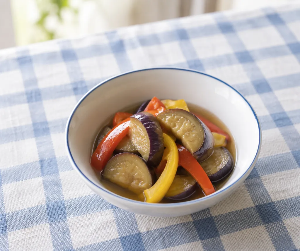 なすとパプリカのレンジ煮びたしの完成イメージ