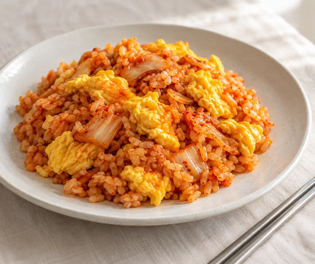 卵とキムチの炒めごはんの完成イメージ