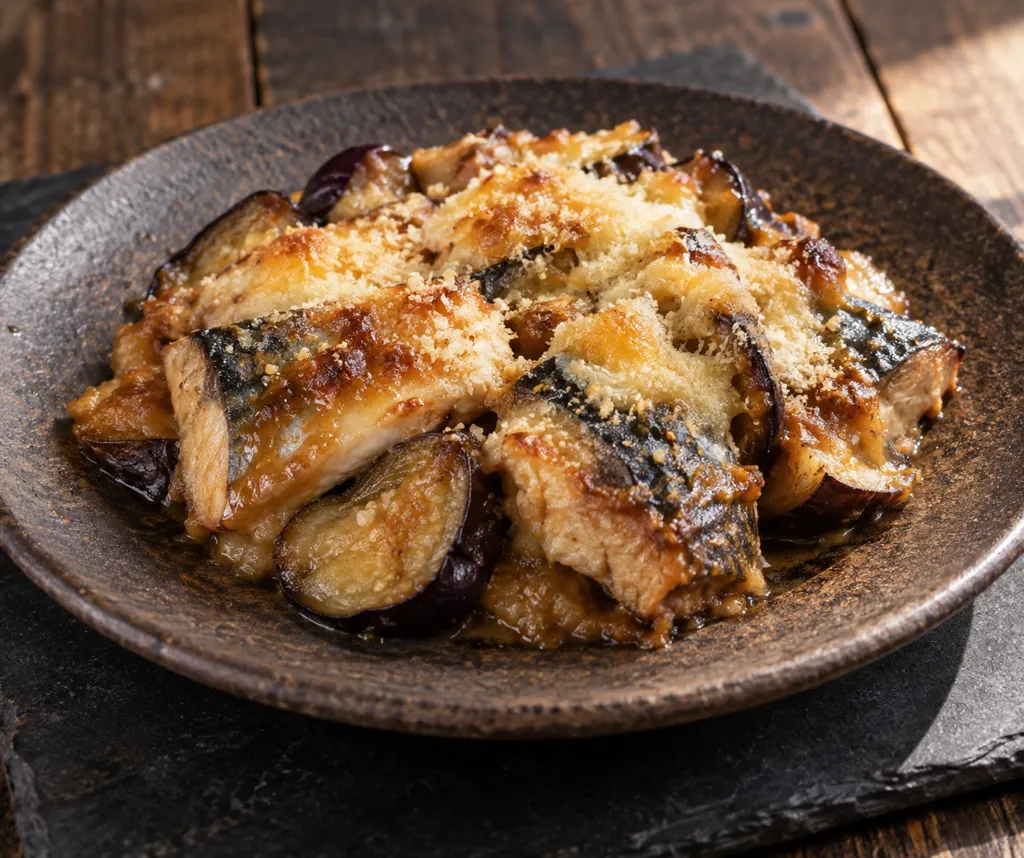さばとなすの味噌チーズ焼きの完成イメージ