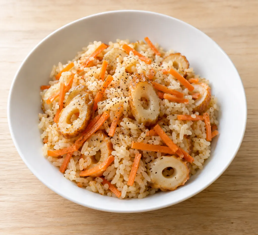 ちくわとにんじんの中華炊き込みご飯の完成イメージ