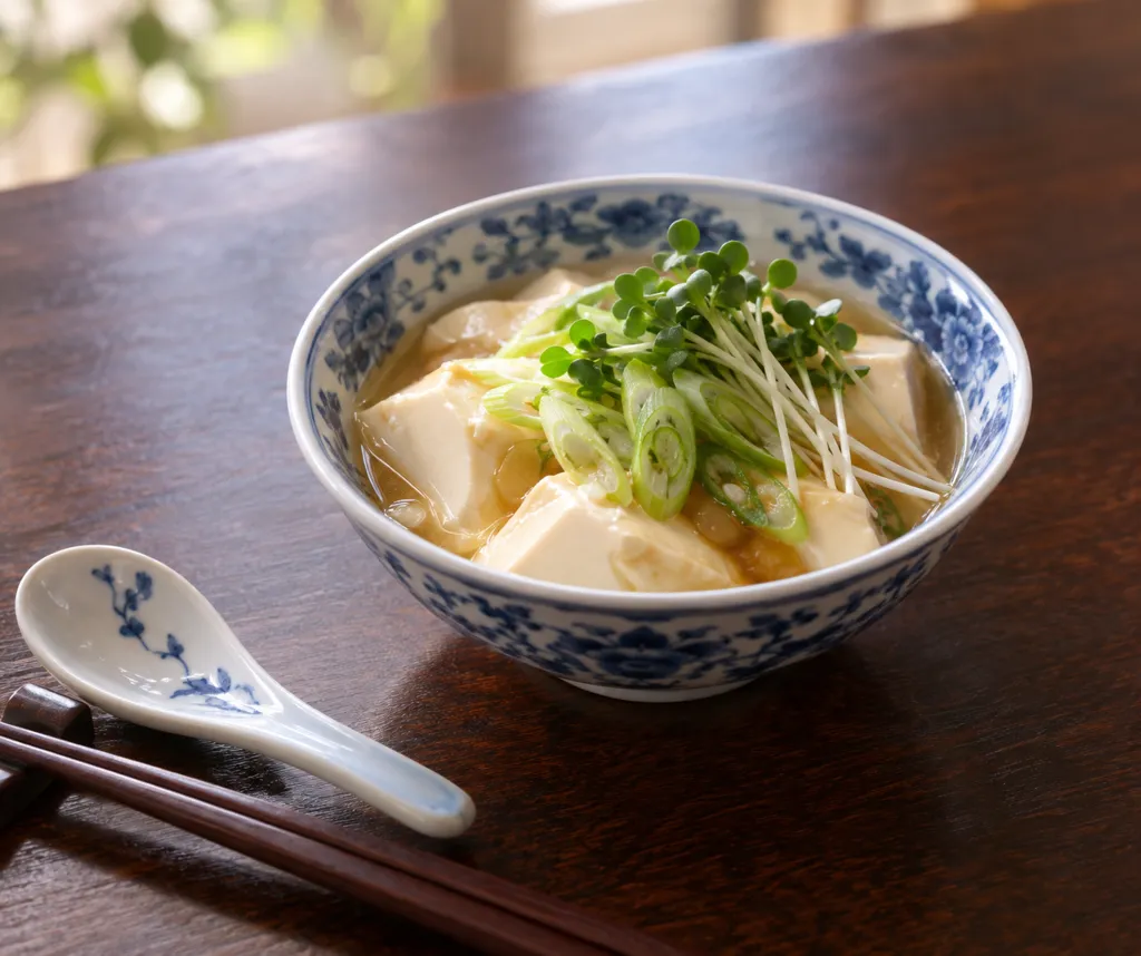 豆腐とかいわれ大根の中華だれがけの完成イメージ