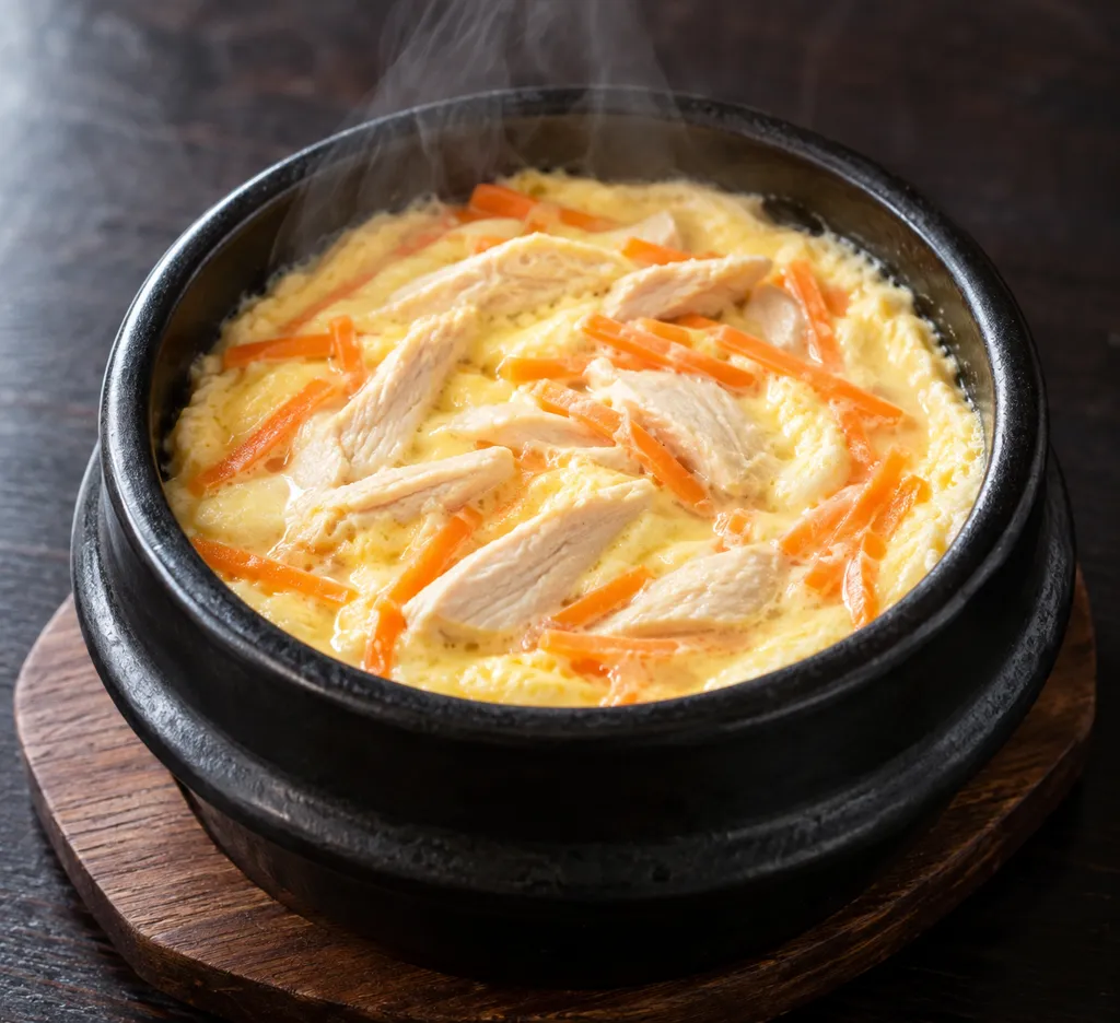 鶏むね肉とにんじんの韓国茶碗蒸しの完成イメージ