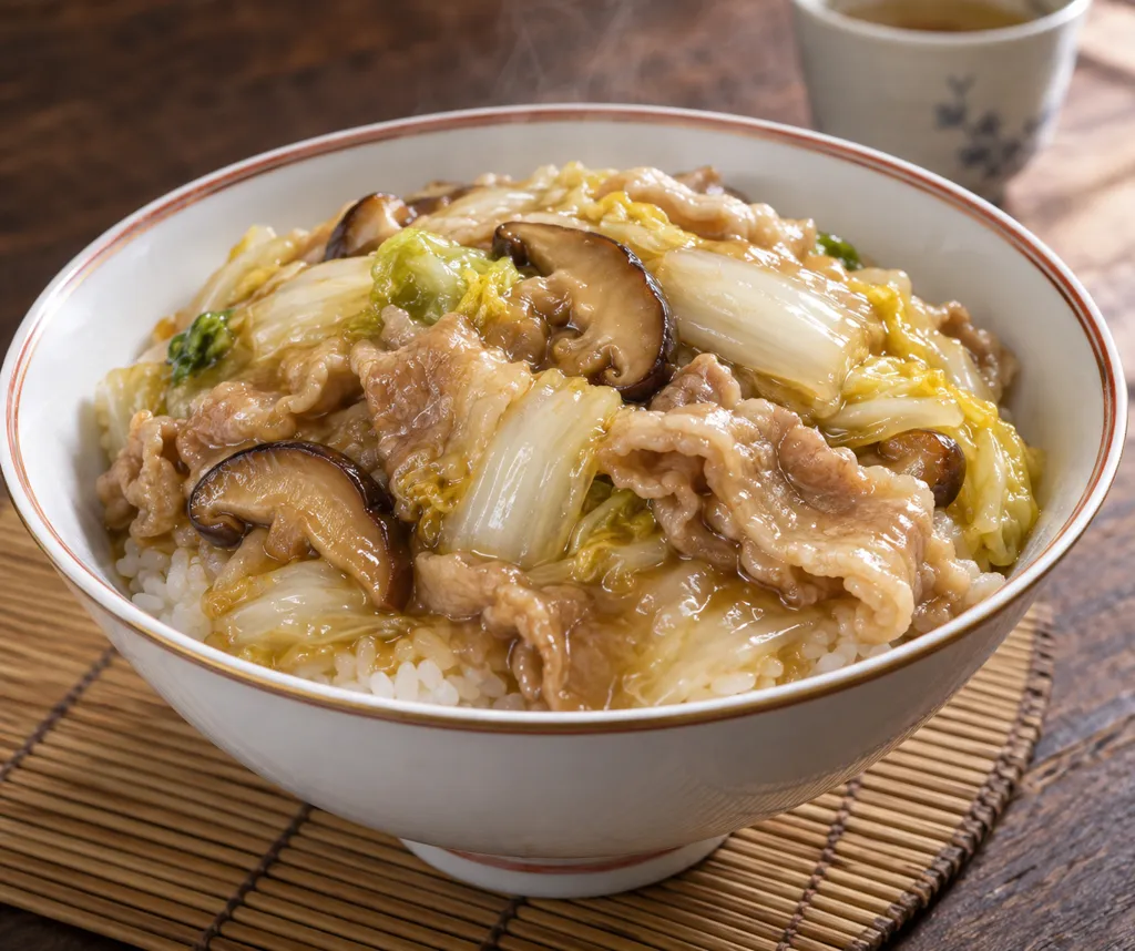 時短豚バラと白菜の中華あんかけ丼の完成イメージ