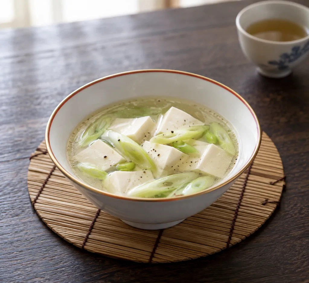 ねぎと豆腐の中華スープの完成イメージ