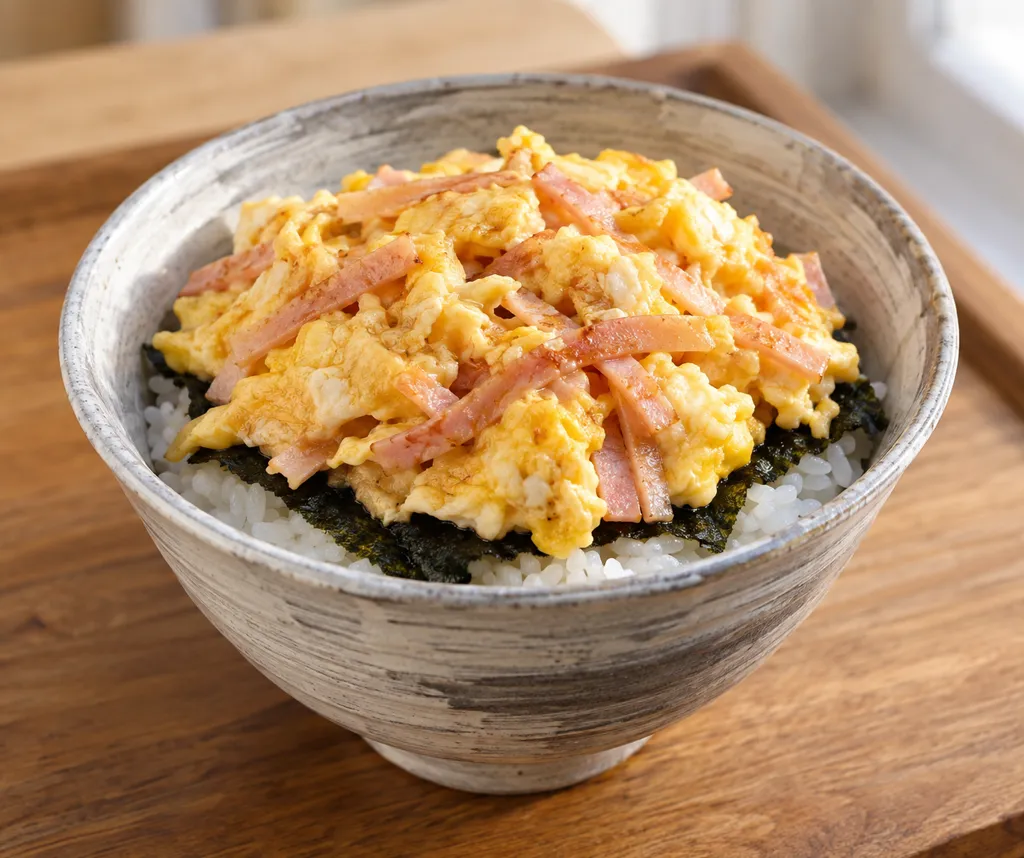 ハムと卵ののり弁風丼の完成イメージ