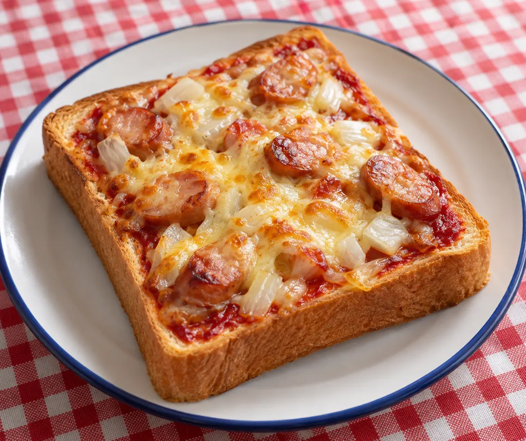 ウインナーと玉ねぎのピザトーストの完成イメージ