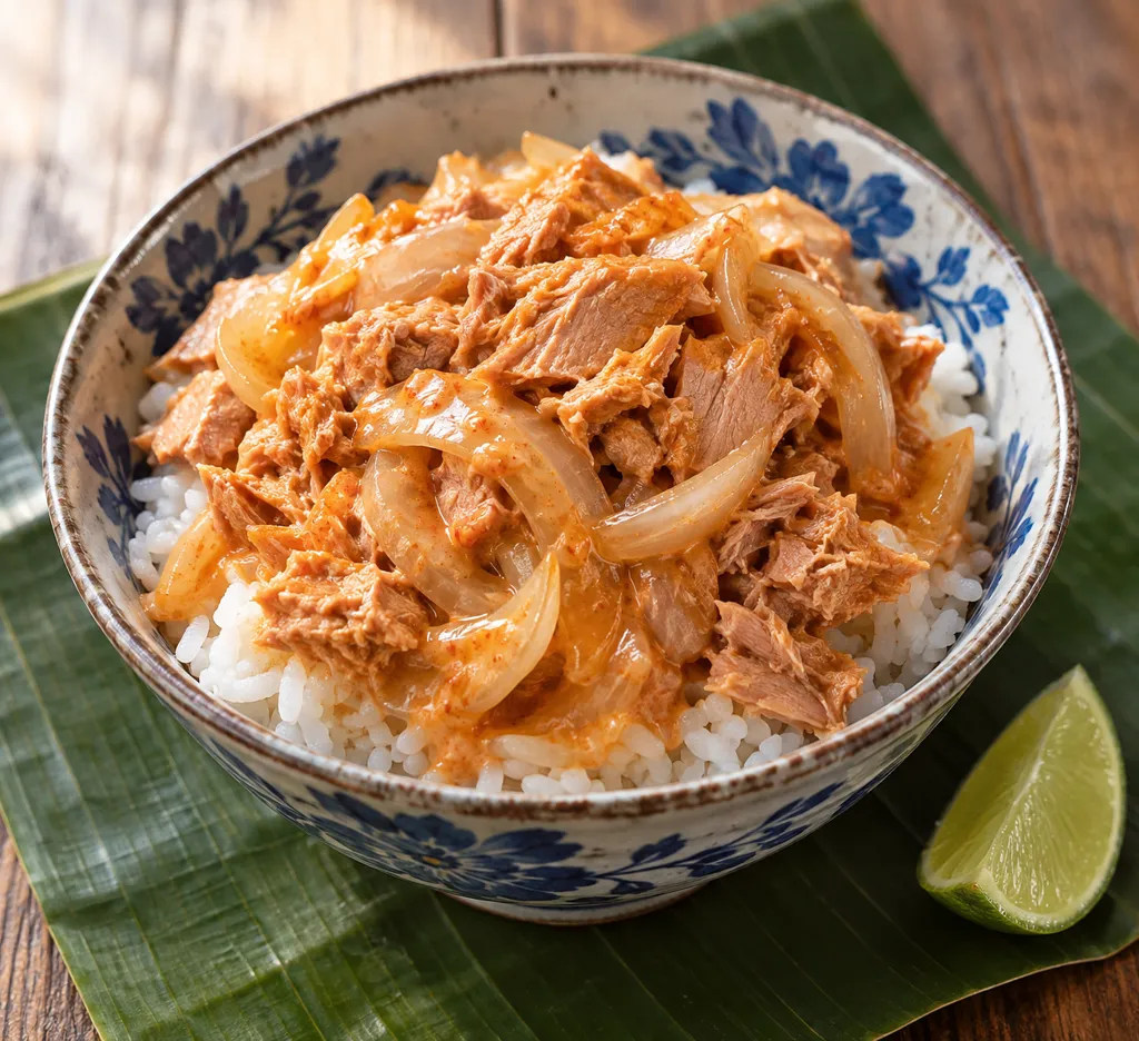 ツナと玉ねぎの甘辛丼の完成イメージ
