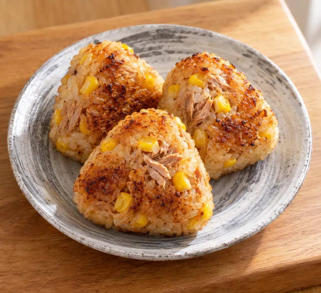 ツナとコーンの焼きおにぎりの完成イメージ