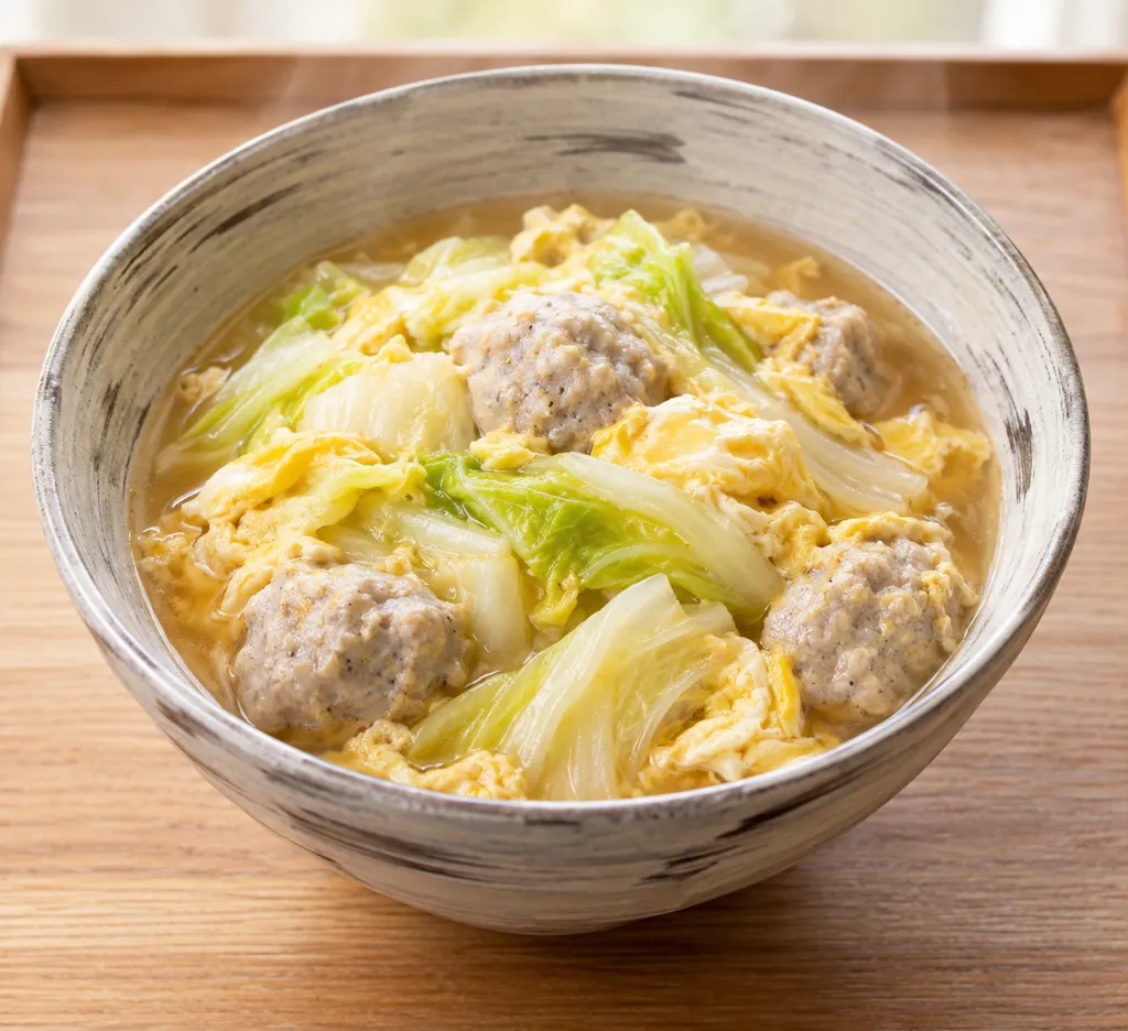つみれと白菜の卵とじの完成イメージ