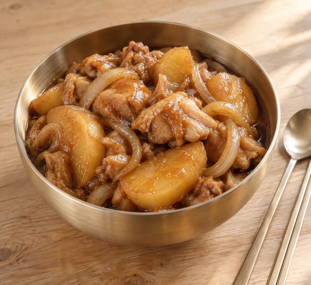 時短鶏もも肉とじゃがいもの韓国風甘辛煮の完成イメージ
