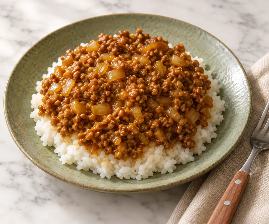 豚ひき肉と玉ねぎのドライカレーの完成イメージ