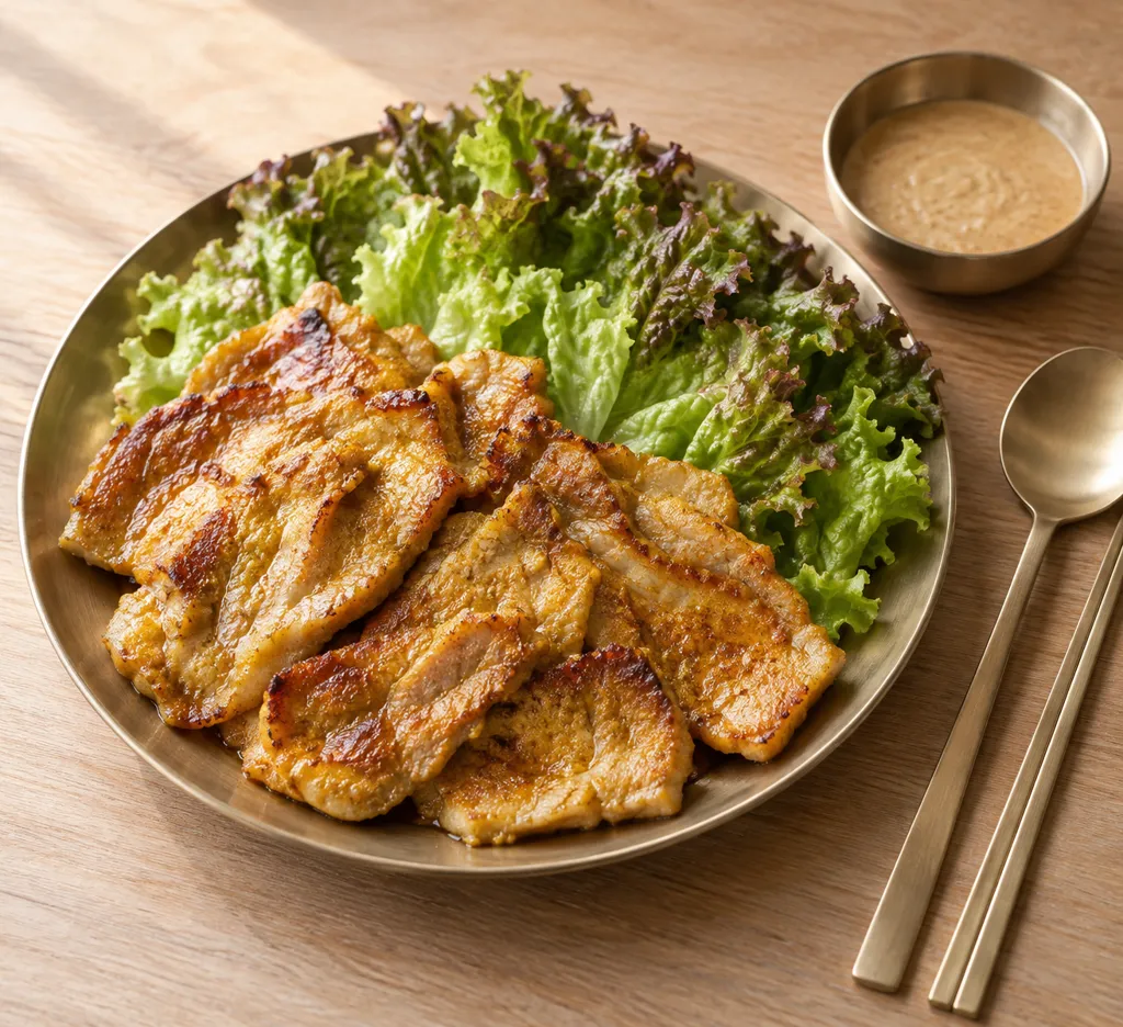 豚ロースとサニーレタスのサテ風焼きの完成イメージ