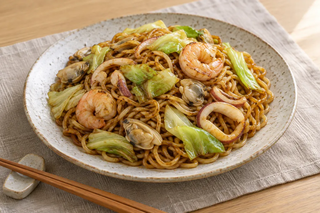 魚介とキャベツのソース焼きそばの完成イメージ