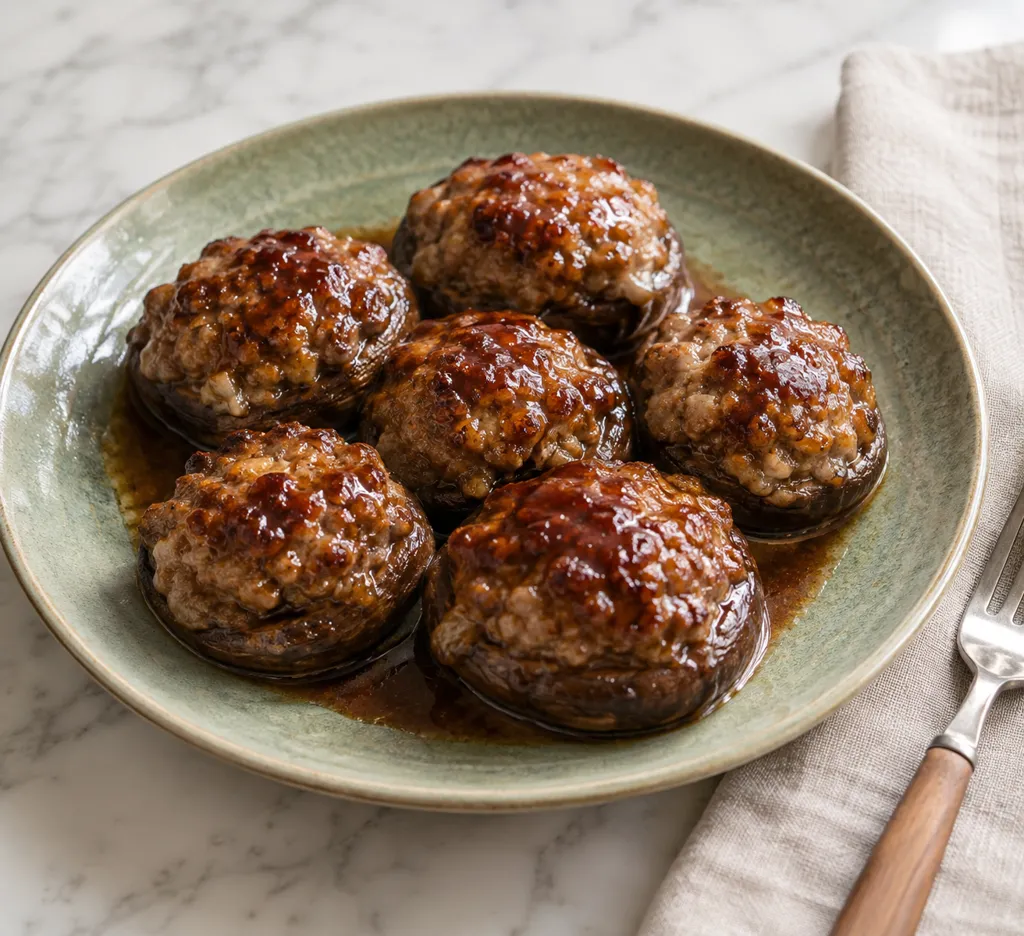 しいたけと合いびき肉の詰め焼きの完成イメージ