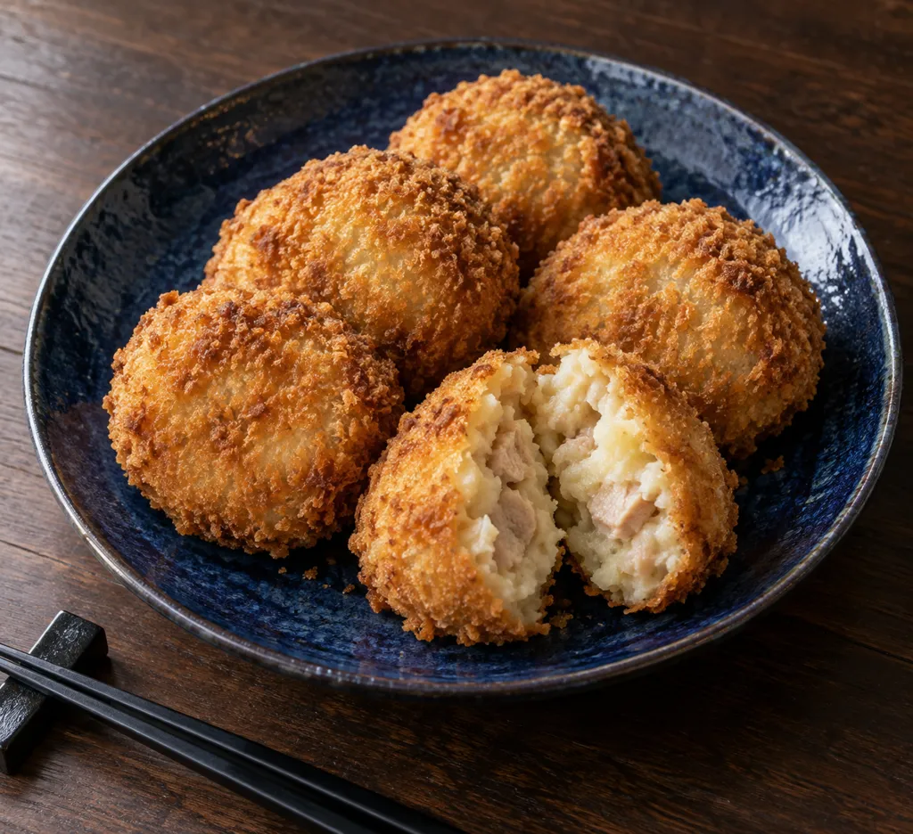 じゃがいもと鶏もも肉の味噌コロッケの完成イメージ