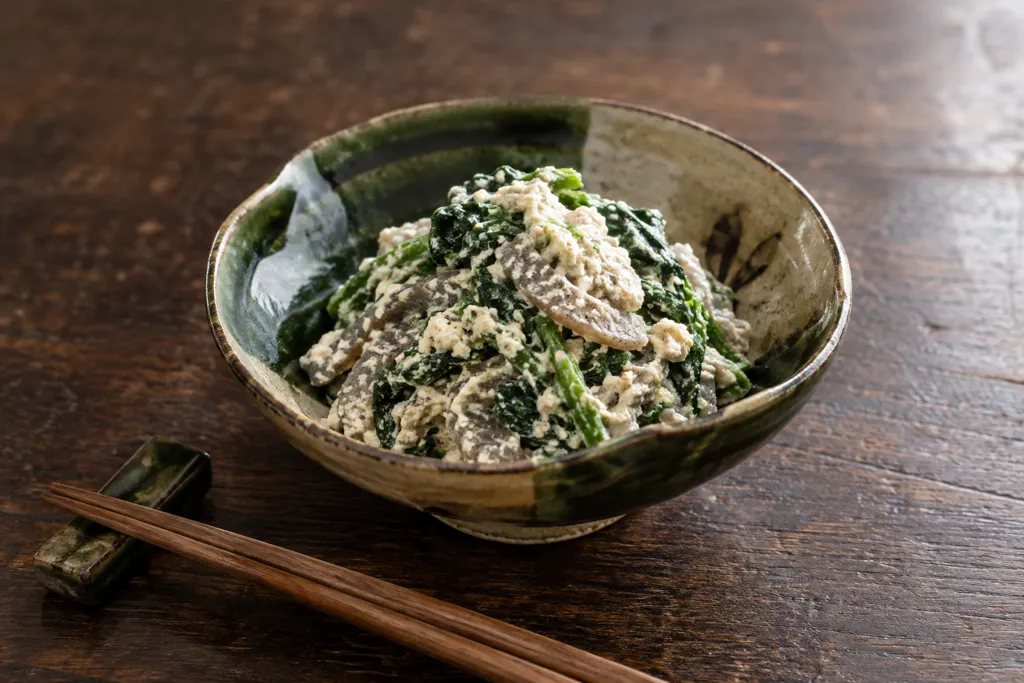 春菊とこんにゃくの豆腐白和えの完成イメージ