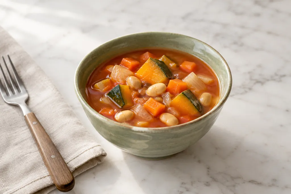 かぼちゃと大豆のミネストローネの完成イメージ