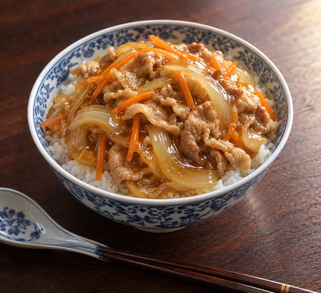 時短豚こまと玉ねぎの中華あんかけ丼の完成イメージ