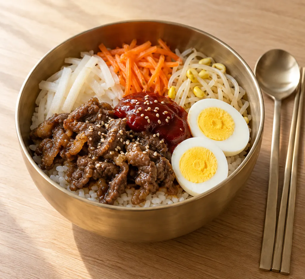 牛こま肉と大根のビビンバの完成イメージ