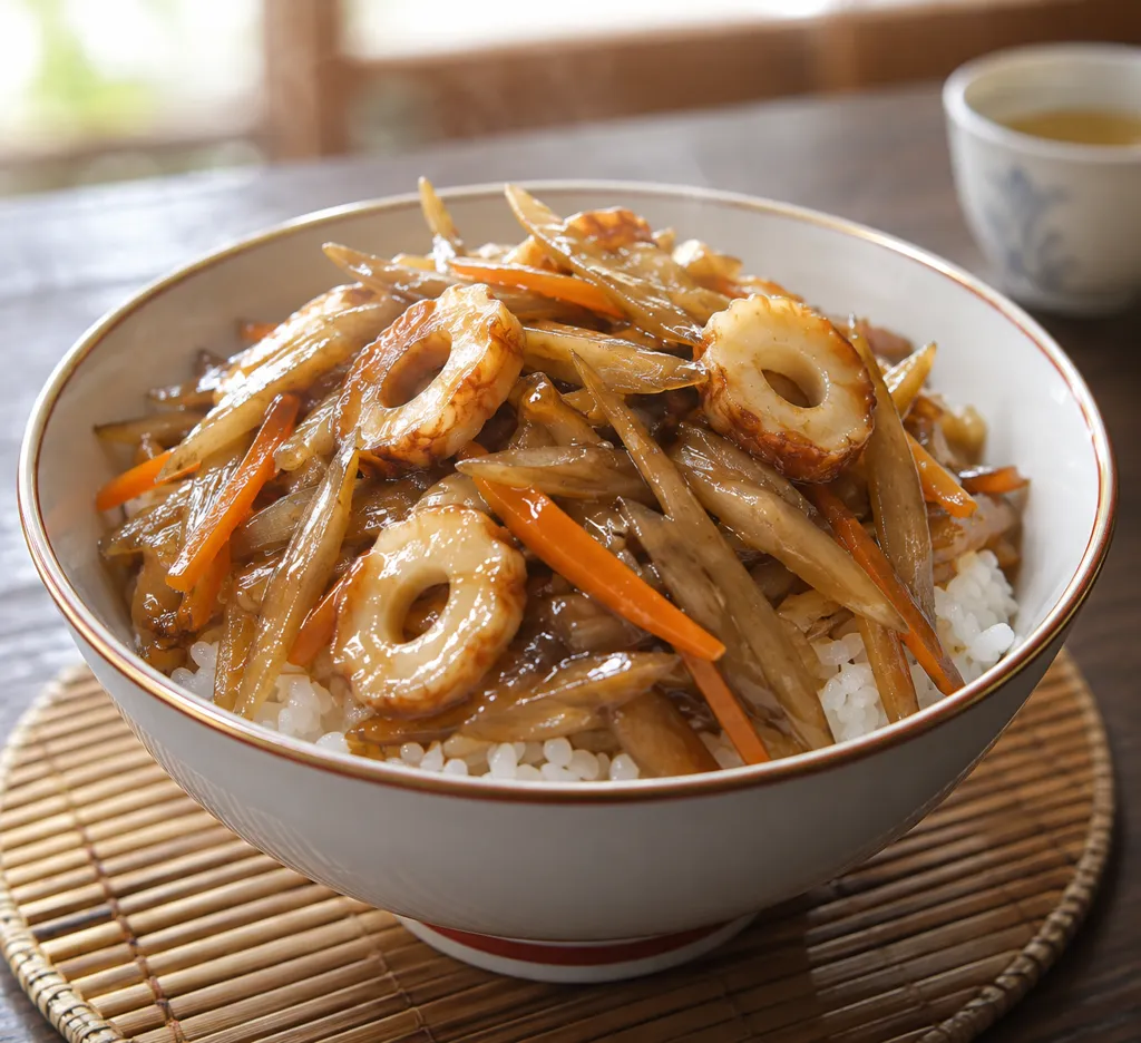 ちくわとごぼうのあんかけ丼の完成イメージ