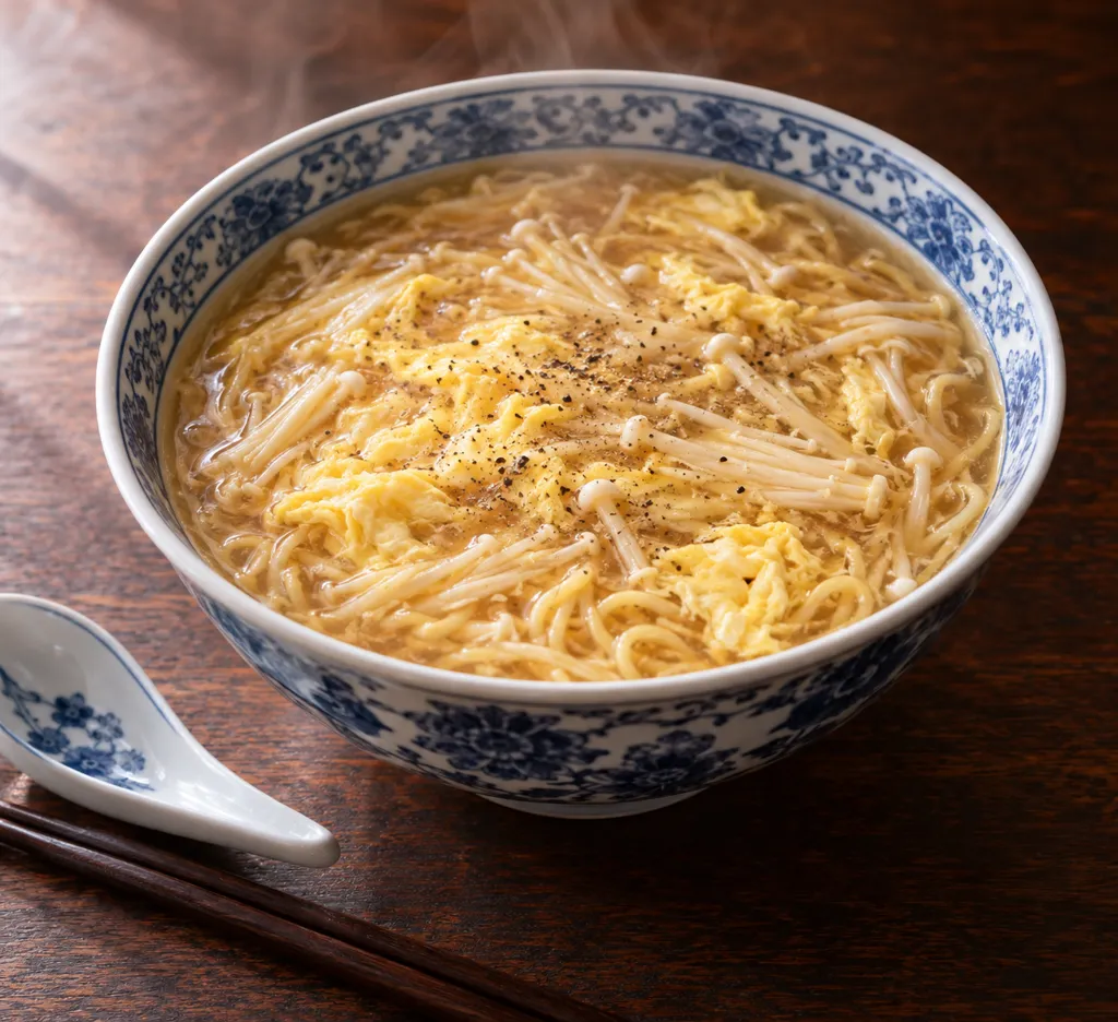 えのきと卵の酸辣湯麺の完成イメージ