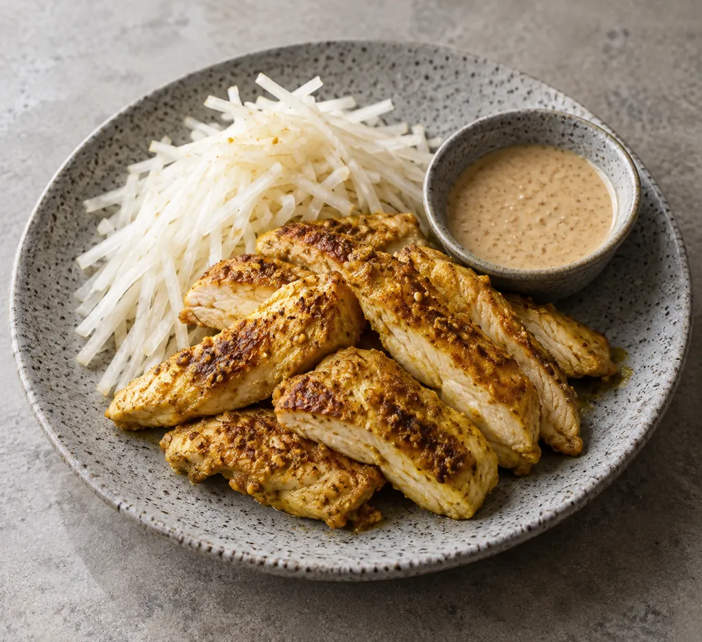 鶏むね肉と大根のサテ風ごま焼きの完成イメージ