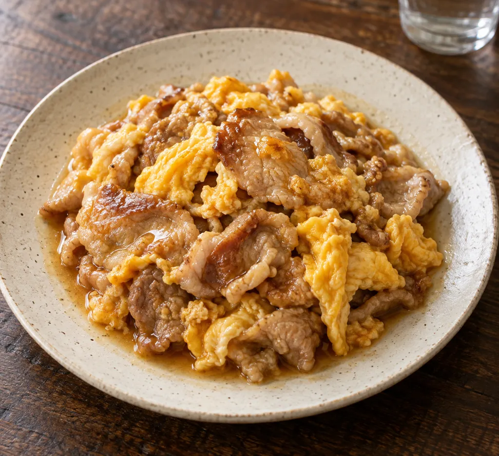 豚こま肉と卵のレモン焼きの完成イメージ