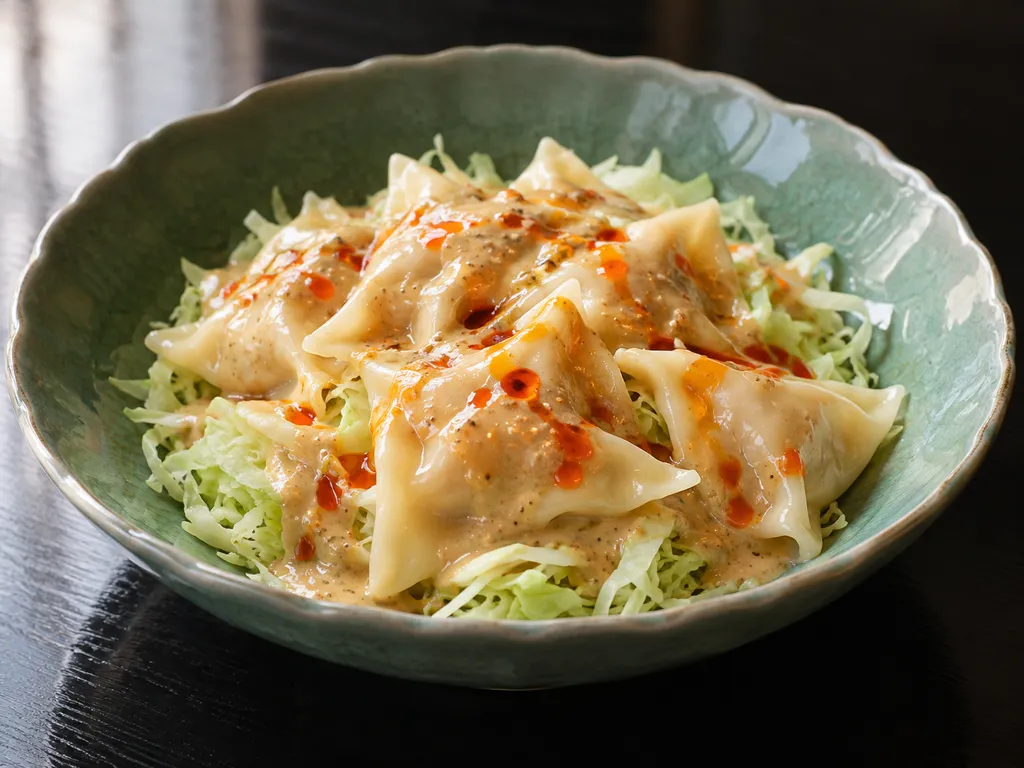 鶏とキャベツのごまだれワンタンの完成イメージ