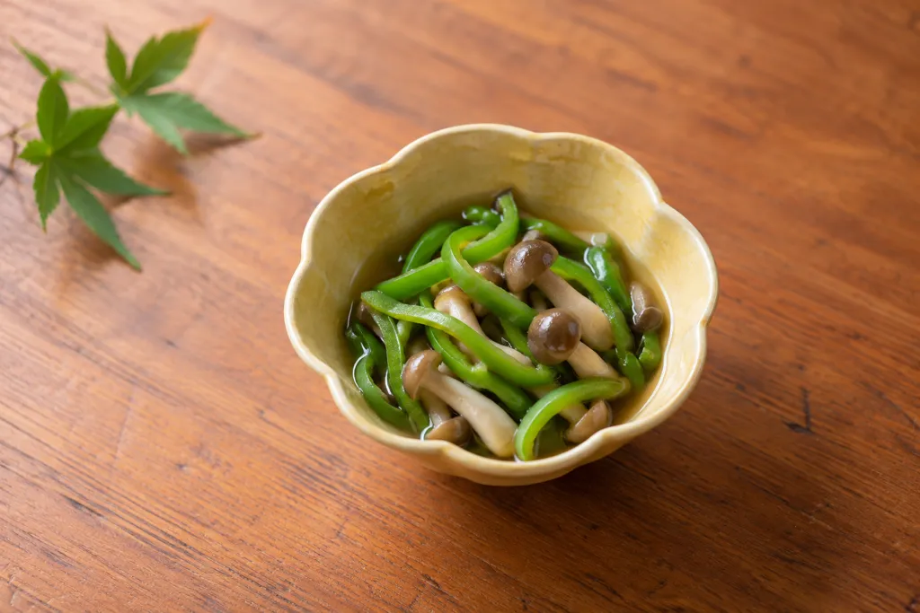 ピーマンとしめじのレンジ煮びたしの完成イメージ