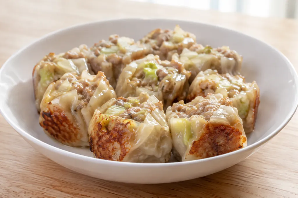 合いびき肉とキャベツの焼き焼売の完成イメージ